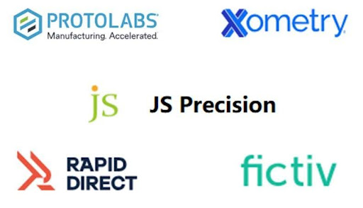 Close-up of high-precision CNC machined metal aerospace and medical components on workshop bench, contrasting platform speed with JS Precision`s expertise.